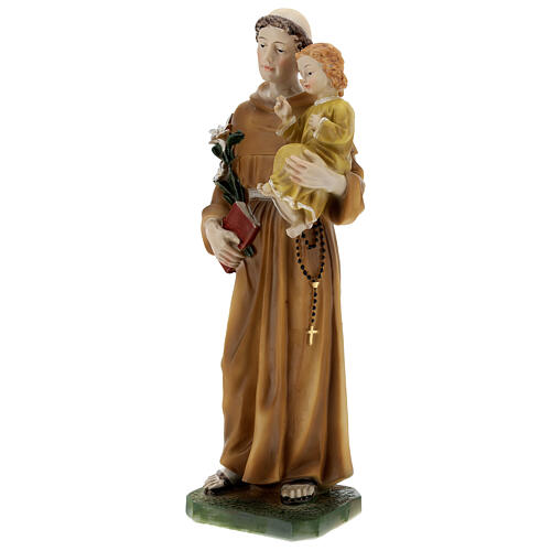 Statuette of St. Anthony with Baby resin yellow clothes 30 cm. 3