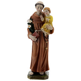 Statue aus Harz Antonius von Padua mit Kind und Buch, 20 cm