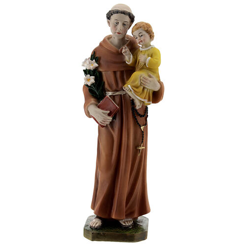Statue aus Harz Antonius von Padua mit Kind und Buch, 20 cm 1