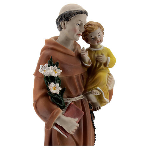 Statue aus Harz Antonius von Padua mit Kind und Buch, 20 cm 2