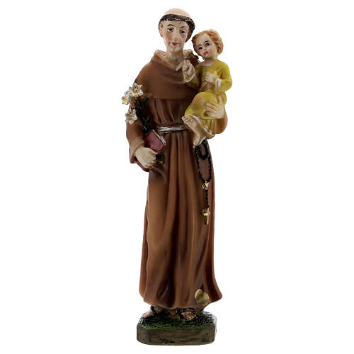 Figurka Święty Antoni Dzieciątko szaty żółte żywica 12 cm 1