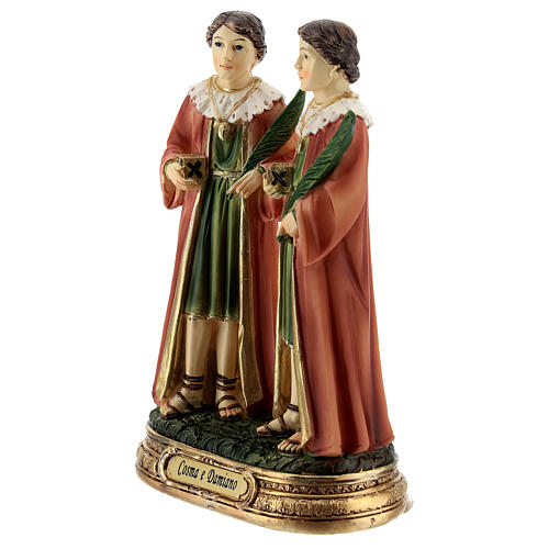 Statue aus Harz Kosmas und Damian mit Palmzweigen, 12 cm 2