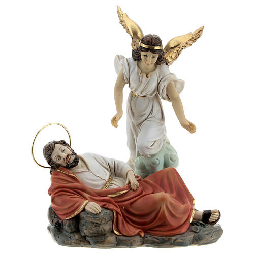 Statue aus Harz schlafender Josef und Engel, 15 cm 1