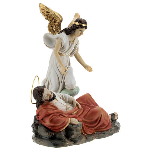 Set St. Joseph asleep with angel resin 15 cm 6