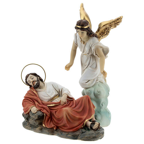 Sleeping St Joseph statue set with angel, 15 cm resin 5