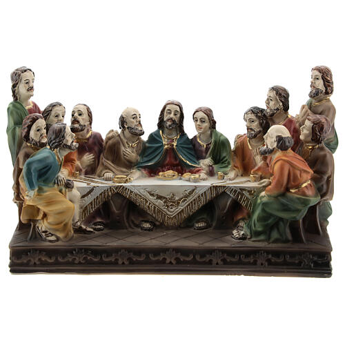 Cena Última Ceia de Jesus resina 9x15x6,5 cm 1