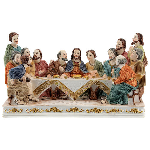 The Last Supper statue with white base in resin, 10x20x5 cm 1