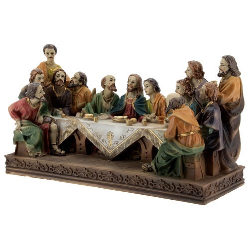 Última Ceia Jesus e Apóstolos imagem resina 13x23x9 cm 3