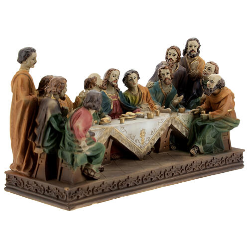 Última Ceia Jesus e Apóstolos imagem resina 13x23x9 cm 4