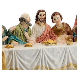 Last Supper tablecloth golden resin 15x28x10 cm