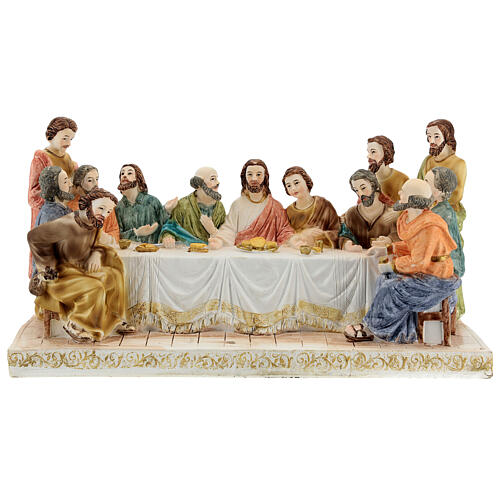 Last Supper tablecloth golden resin 15x28x10 cm 1