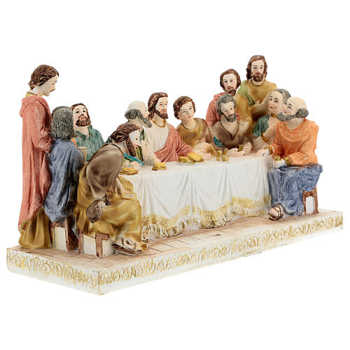 Last Supper tablecloth golden resin 15x28x10 cm 5