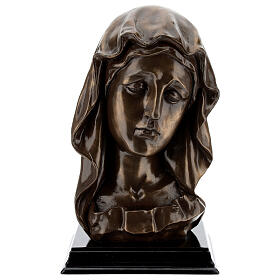 Rosto Virgem Maria resina efeito bronzeado 18x11,5 cm
