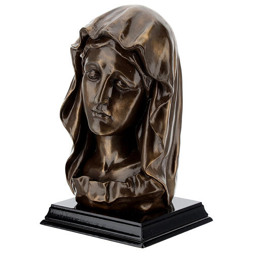 Rosto Virgem Maria resina efeito bronzeado 18x11,5 cm 3