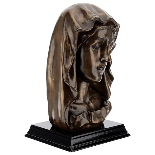 Rosto Virgem Maria resina efeito bronzeado 18x11,5 cm 4