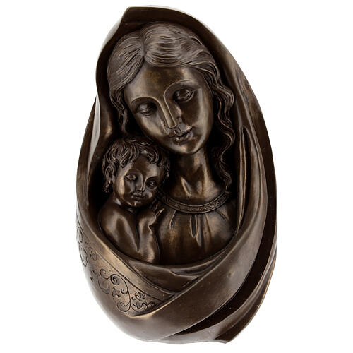 Virgin Mary and Baby Jesus bust in bronze resin 23x15 cm 1