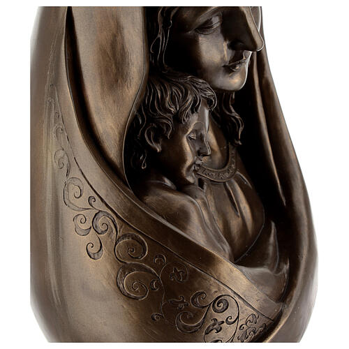 Virgem Maria com Menino Jesus busto resina bronzeada 23x15 cm 4