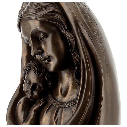 Mary with Child Bust statue, in resin bronze color 25x15 cm 2