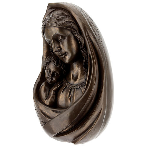 Mary with Child Bust statue, in resin bronze color 25x15 cm 3