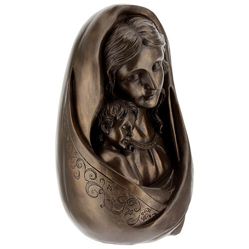 Mary with Child Bust statue, in resin bronze color 25x15 cm 5