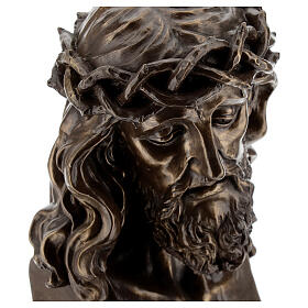 Rosto de Jesus crucificado com coroa de espinhos resina bronzeada 19x13 cm