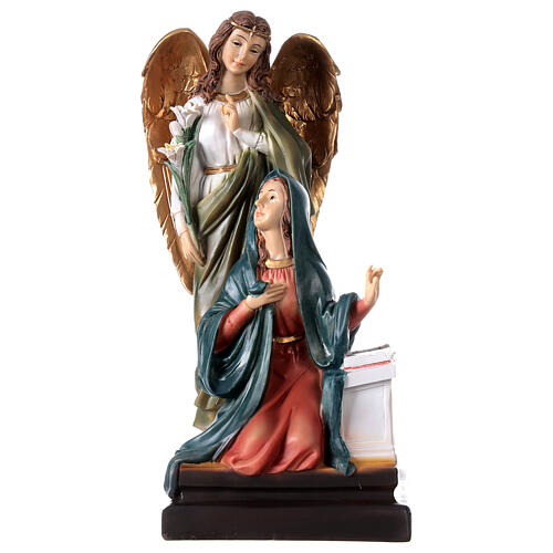 Annunciation statue Mary Archangel Gabriel with lily resin 20.5 cm 1