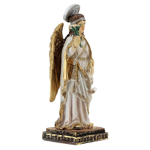 Arcángel Gabriel pergamino Ave María estatua resina 15 cm 3
