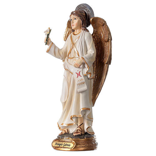 Archangel Gabriel with lilies and scroll 20 cm statue in painted resin 3