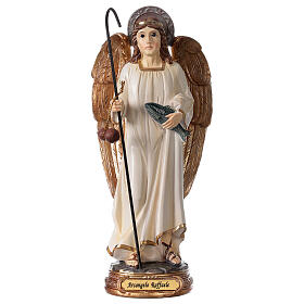 Statue Archangel Raphael white gold resin 20 cm