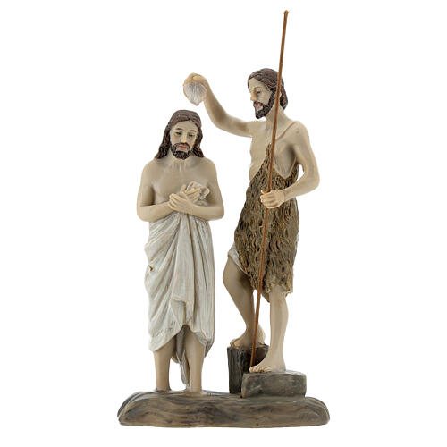 Baptism of Jesus in river Jordan 13 cm statue in painted resin 1