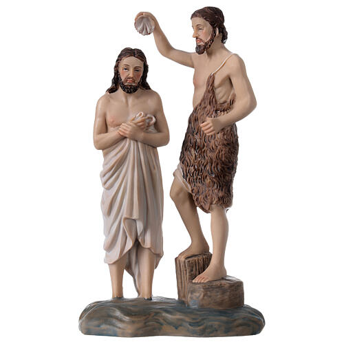 Baptism of Jesus in river Jordan 20x11.5x5.5 cm statue in painted resin 1