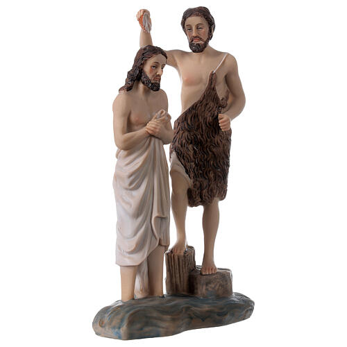 Baptism of Jesus in river Jordan 20x11.5x5.5 cm statue in painted resin 3