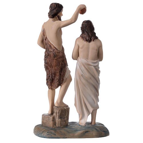 Baptism of Jesus in river Jordan 20x11.5x5.5 cm statue in painted resin 4
