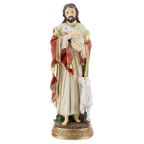 Estatua Buen Pastor Jesús ovejas h 20 cm 1