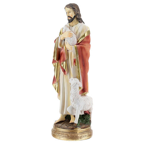 Statua Buon Pastore Gesù pecore h 20 cm 2