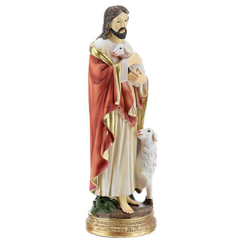 Jesus the Good Shepherd statue with sheep h 20 cm 3