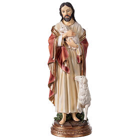 Buon Pastore Gesù con agnello statua resina 30 cm
