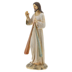Estatua Jesús Misericordioso dos rayos resina 12,5 cm