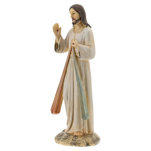 Estatua Jesús Misericordioso dos rayos resina 12,5 cm 2