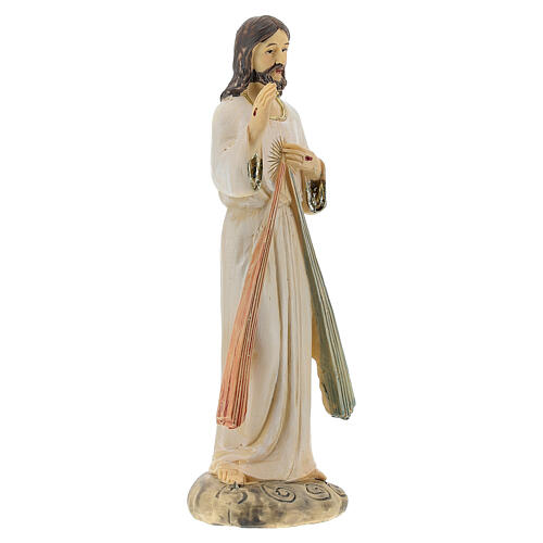 Estatua Jesús Misericordioso dos rayos resina 12,5 cm 3