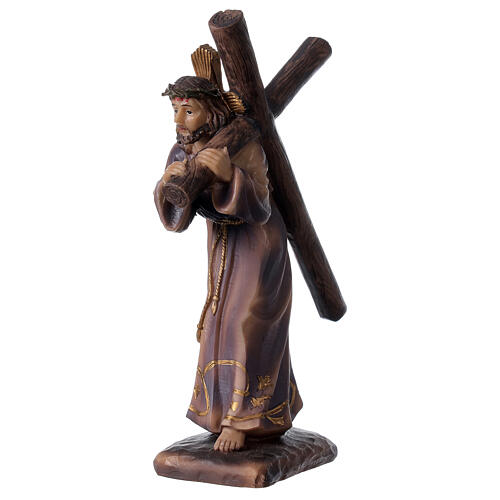 Estatua Jesús lleva Cruz Calvario resina 18 cm 2