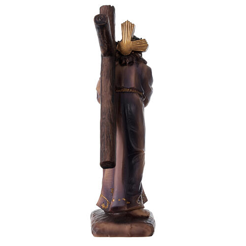 Statua Gesù porta croce Calvario resina 18 cm 4