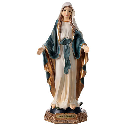 Immaculate virgin with gold details 31 cm statue in painted resin 1