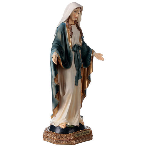 Immaculate virgin with gold details 31 cm statue in painted resin 3