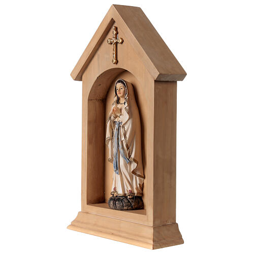 Nostra Signora Lourdes resina nicchia legno 22x13 cm 2