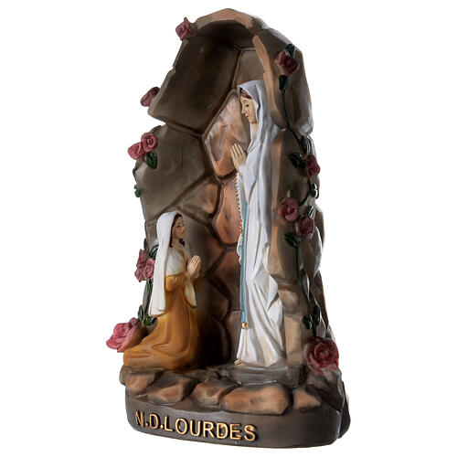 Estatua cueva Lourdes Virgen Bernadette resina 21 cm 2