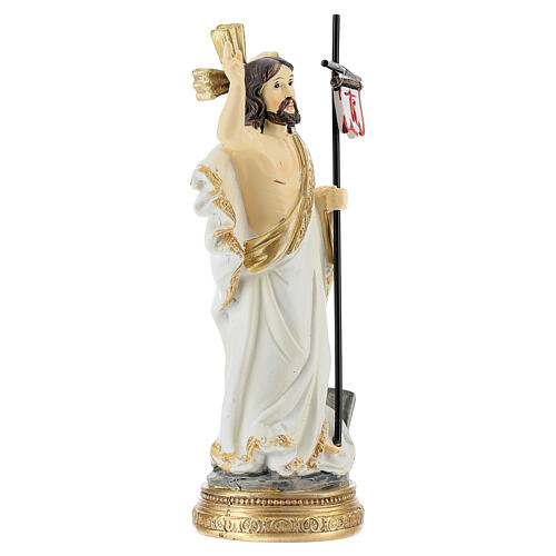 Cristo Ressuscitado bastão e dandeira 14 cm resina 3