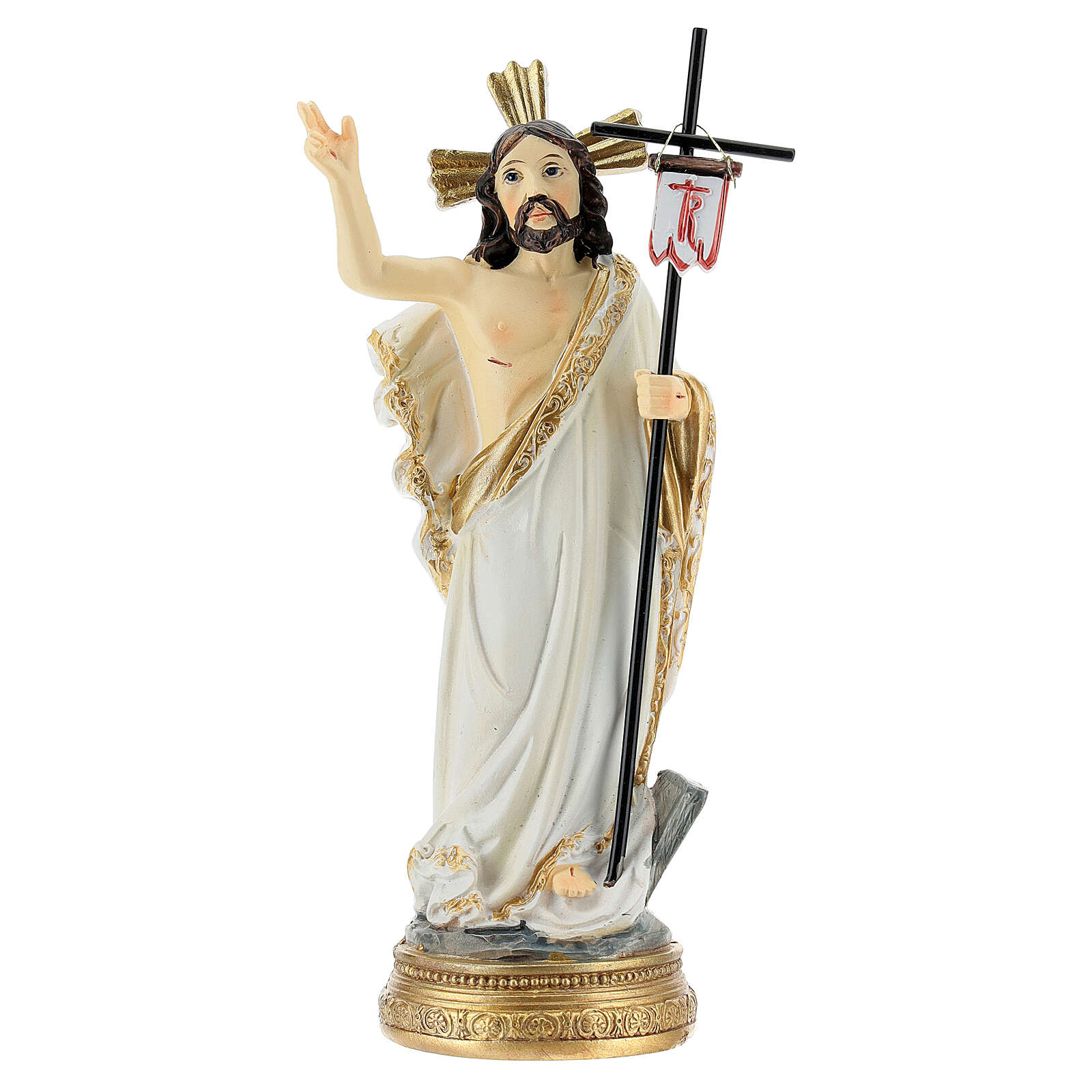 Resurrection of Jesus Christ statue with flag 14 cm resin online