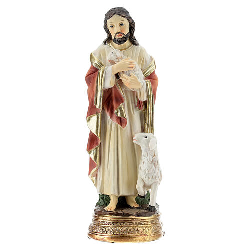 Jesus Good Shepherd 12 cm statue in painted resin 1