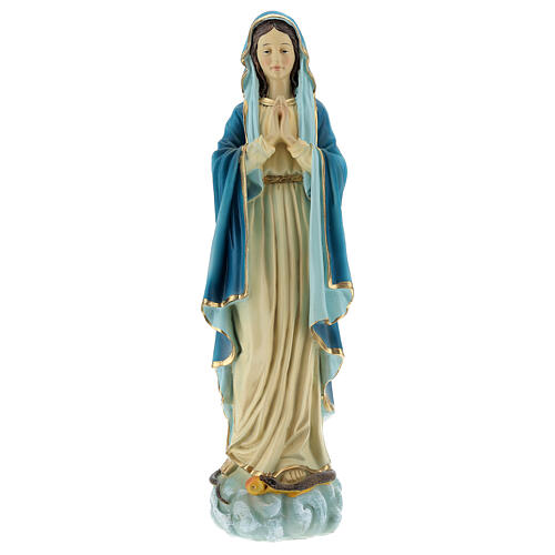 Immaculate Virgin with joined hands 30 cm statue in painted resin 1